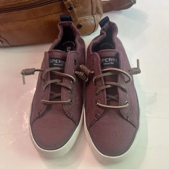 Sperry Top Sider Shoes Womens 5.5 Crest Vibe Sneakers Maroon Fabric - Picture 11 of 11